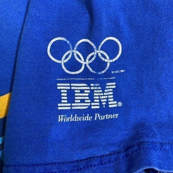 Vintage Olympics Nagano 1998  Downhill Skiing Blue Tshirt XL - Picture 6 of 9